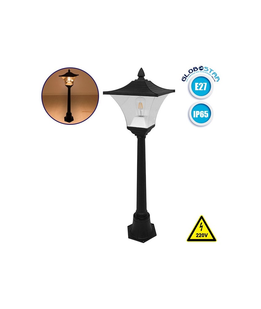 GLOBOSTAR® PALASO 12148 Φωτιστικό Κολωνάκι Κήπου με Ντουί 1 x E27 120° AC 220-240V Αδιάβροχο IP65 - Γκρι Ανθρακί - Μ32 x Π32 x Υ109cm